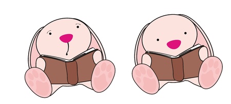 bunny baby cartoon reading set in vector formatのイラスト素材