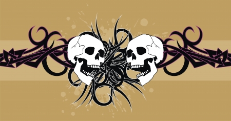 skull tribal tattoo vector background in vector format very easy to editのイラスト素材