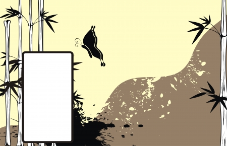 chinese bamboo background butterfly in vector formatのイラスト素材