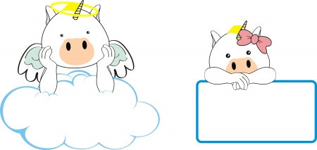 unicorn angel baby cartoon のイラスト素材