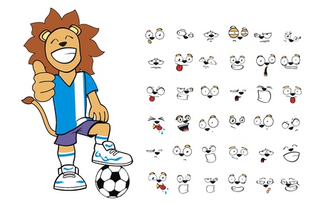lion soccer kid cartoon set のイラスト素材