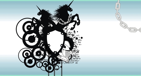 heraldic unicorn coat of arms wallpaper in vector formatのイラスト素材