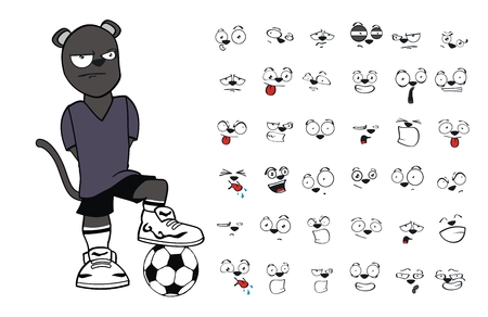 panther soccer cartoon set vector very easy to editのイラスト素材
