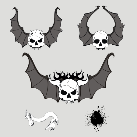 skull winged rocker styleのイラスト素材