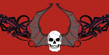 skull winged rocker style のイラスト素材