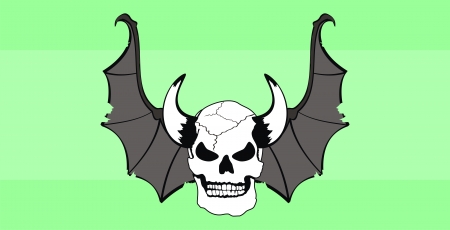 skull winged rocker style background のイラスト素材