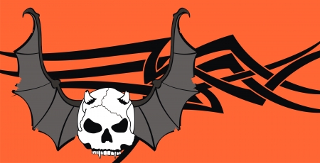 skull winged rocker style background のイラスト素材