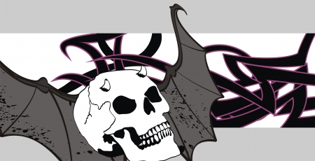 skull winged rocker style background のイラスト素材