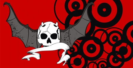 skull winged rocker style background のイラスト素材