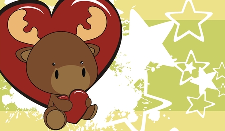 reindeer cute baby cartoon love background in vector formatのイラスト素材