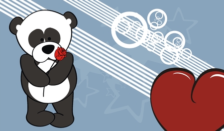 panda bear love valentine wallpaper cartoon in vector formatのイラスト素材
