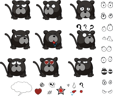 panther cartoon ball vector set in vector formatのイラスト素材