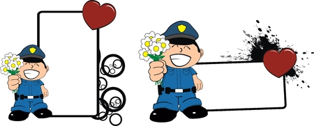 police kid cartoon copyspace のイラスト素材