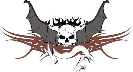 skull bat wings sticker tattoo のイラスト素材