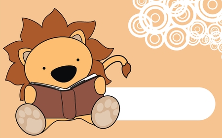 lion baby reading cartoon background in vector formatのイラスト素材