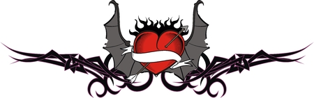 heart wings bat tattoo sticker in vector formatのイラスト素材