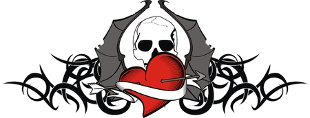 heart wings bat tattoo sticker in vector formatのイラスト素材