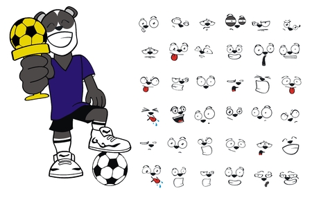 panda bear cartoon soccer set in vector formatのイラスト素材