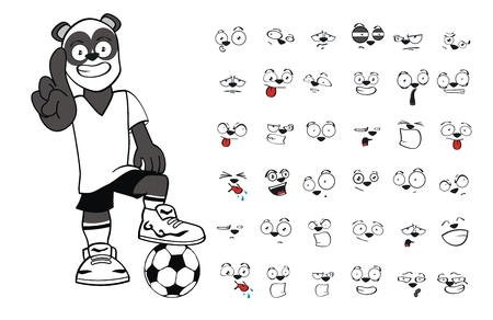 panda bear cartoon soccer set in vector formatのイラスト素材