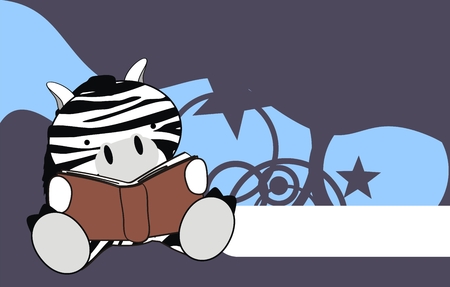 zebra baby cute reading cartoon wallapaper in vector formatのイラスト素材