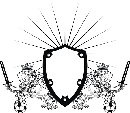 lion heraldic coat of arms lion tattoo soccer in vector formatのイラスト素材