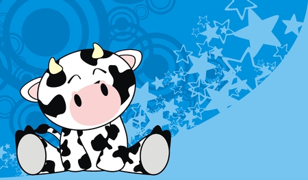 cow baby cute sit cartoon background in vector formatのイラスト素材