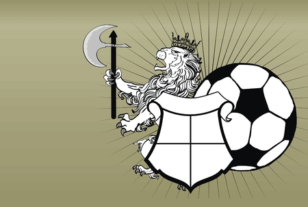 lion heraldic soccer coat of arms wallpaper in vector format のイラスト素材