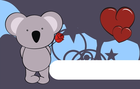 koala cartoon cute rose background のイラスト素材