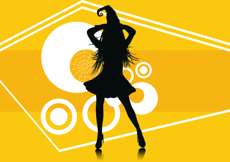 witch silhouette halloween background in vector format very easy to editのイラスト素材