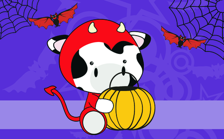 cow baby cartoon halloween costume background in vector formatのイラスト素材
