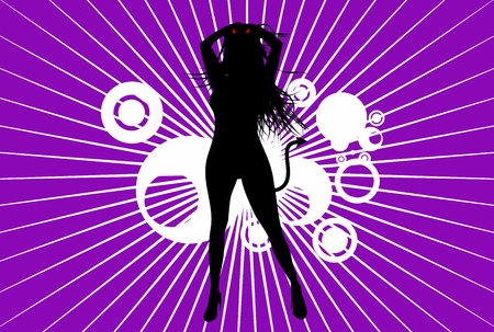 devil girl silhouette halloween background in vector formatのイラスト素材