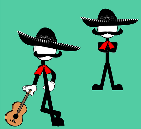 mariachi pictogram cartoon set in vector format very easy to editのイラスト素材