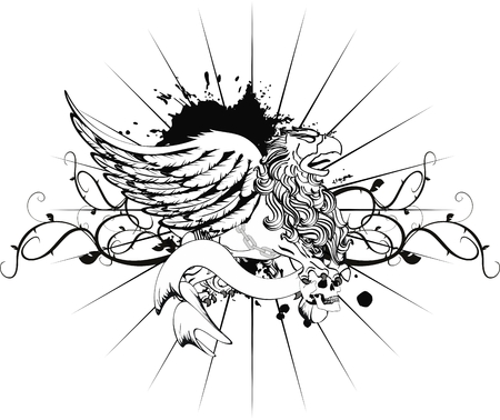 gryphon tattoo tshirt isolated coat of arms in vector format のイラスト素材