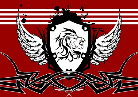 heraldic lion head coat of arms background in vector formatのイラスト素材
