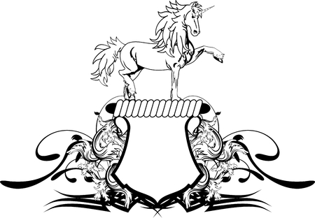 heraldic unicorn coat of arms crest in vector format very easy to editのイラスト素材