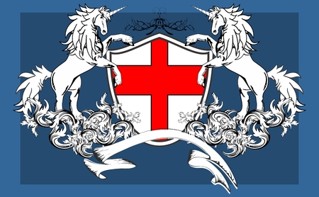 heraldic horse coat of arms background in vector format very easy to editのイラスト素材