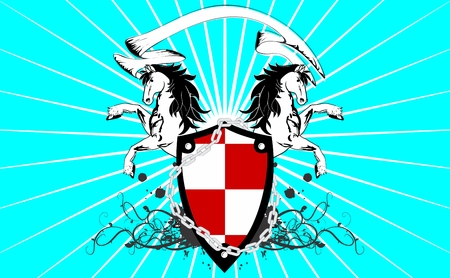 heraldic horse coat of arms background in vector format very easy to editのイラスト素材