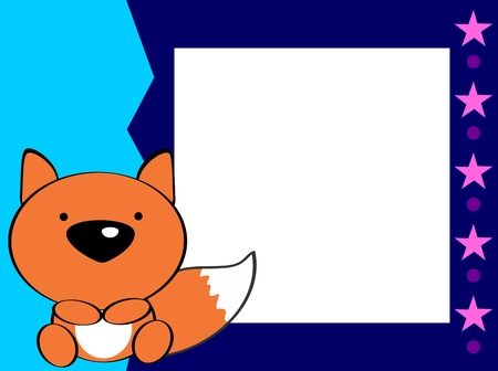 cute baby fox picture frame background in vector formatのイラスト素材
