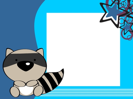 cute baby raccoon picture frame background in vector formatのイラスト素材