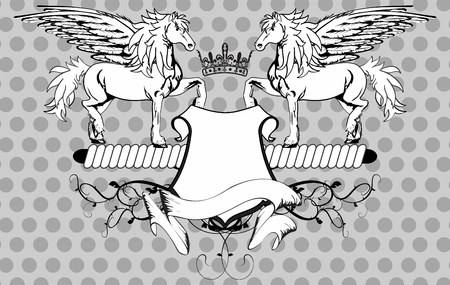 heraldic pegasus coat of arms background in vector formatのイラスト素材