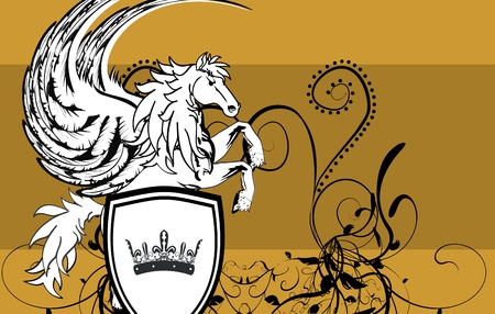 heraldic pegasus coat of arms background in vector formatのイラスト素材