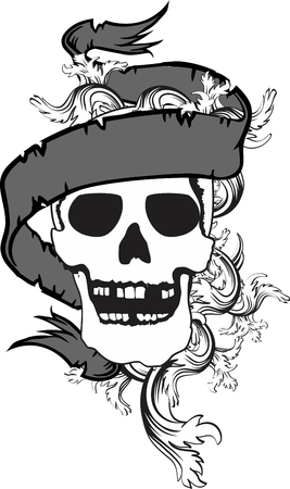 skull ribbon tattoo tshirt in vector format very easy to editのイラスト素材