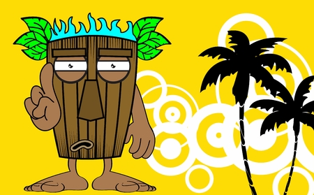 tiki hawaiian mask cartoon summer backgroundのイラスト素材