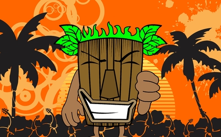 tiki hawaiian mask cartoon summer background のイラスト素材
