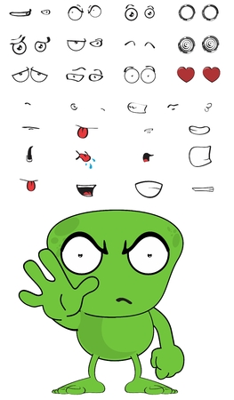 green monster cartoon expressions set in vector format very easy to editのイラスト素材