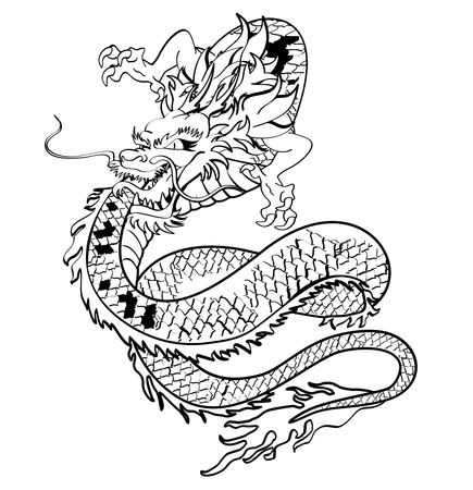 japanese dragon tattoo tshirt in vector formatのイラスト素材