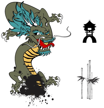 japanese dragon tattoo tshirt in vector formatのイラスト素材