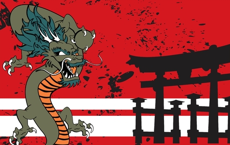 japanese dragon tattoo background in vector format very easy to editのイラスト素材