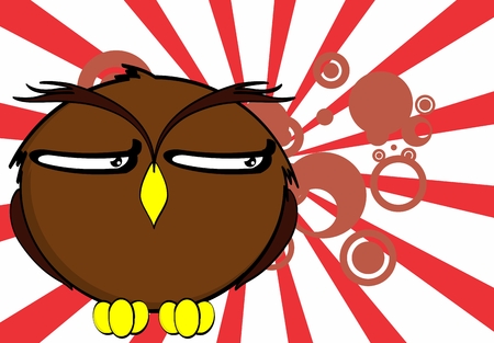 owl cartoon expressions background in vector format very easy to editのイラスト素材