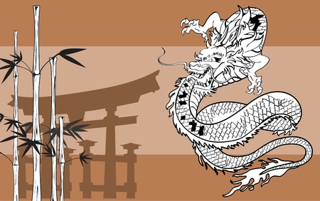 japanese dragon tattoo background in vector format very easy to editのイラスト素材